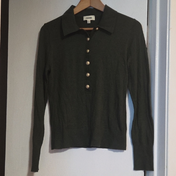 L'AGENCE Forest Green Sweater with Gold Accents - Picture 4 of 5